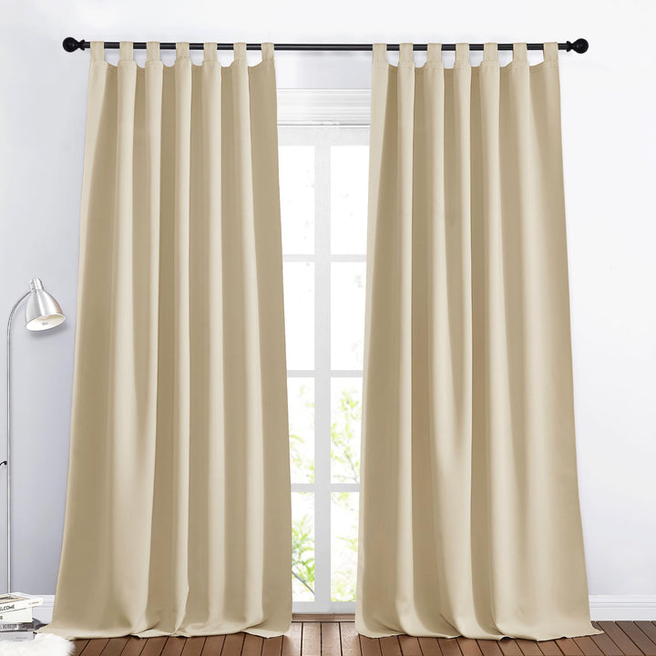 PONY DANCE Verdunklungsvorhänge Beige Blickdichte Gardinen Wohnzimmer 2er Set Vorhänge Verdunkelung