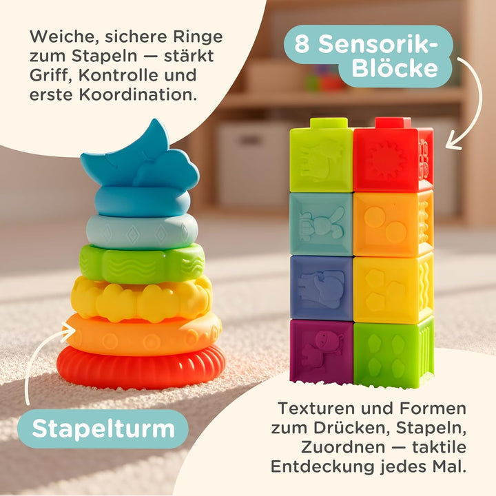 Nene Toys Montessori Baby Spielzeug ab 6 Monate – Holz Lernspielzeug für Babys – Objektpermanenz Box