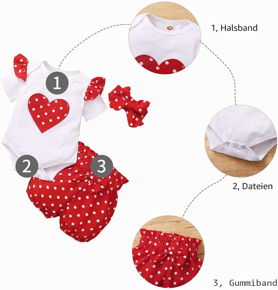Sommer Strampler Set für Babys 0-18 Monate - Kurzarm Body + Hose + Stirnband Mädchen, Neugeborenen K