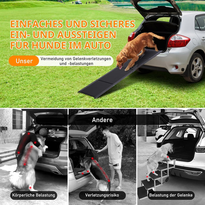 FASNATI 180×50cm Hunderampe Auto Klappbar, bis 70kg, Anti-Rutsch Hunderampe für grosse Hunde, Leicht