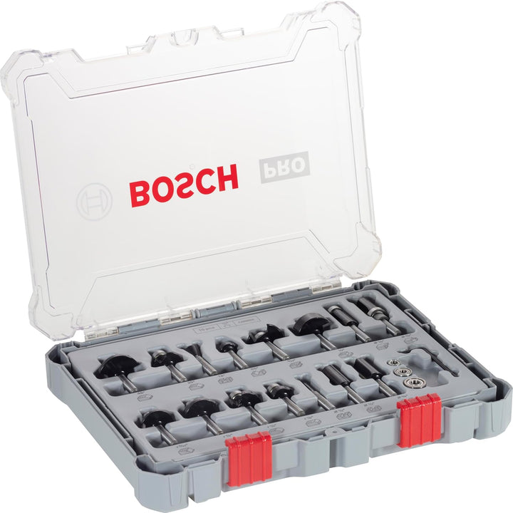Bosch Professional 15tlg. Fräser Set Mixed (für Holz, für Oberfräsen mit 1/4 Zoll Schaft) 15 tlg. |