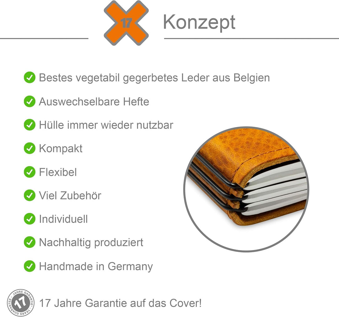 A5, revolutionäres, nachhaltiges X17-Konzept für Notizbuch, Personal Organizer und Terminplaner/Hüll