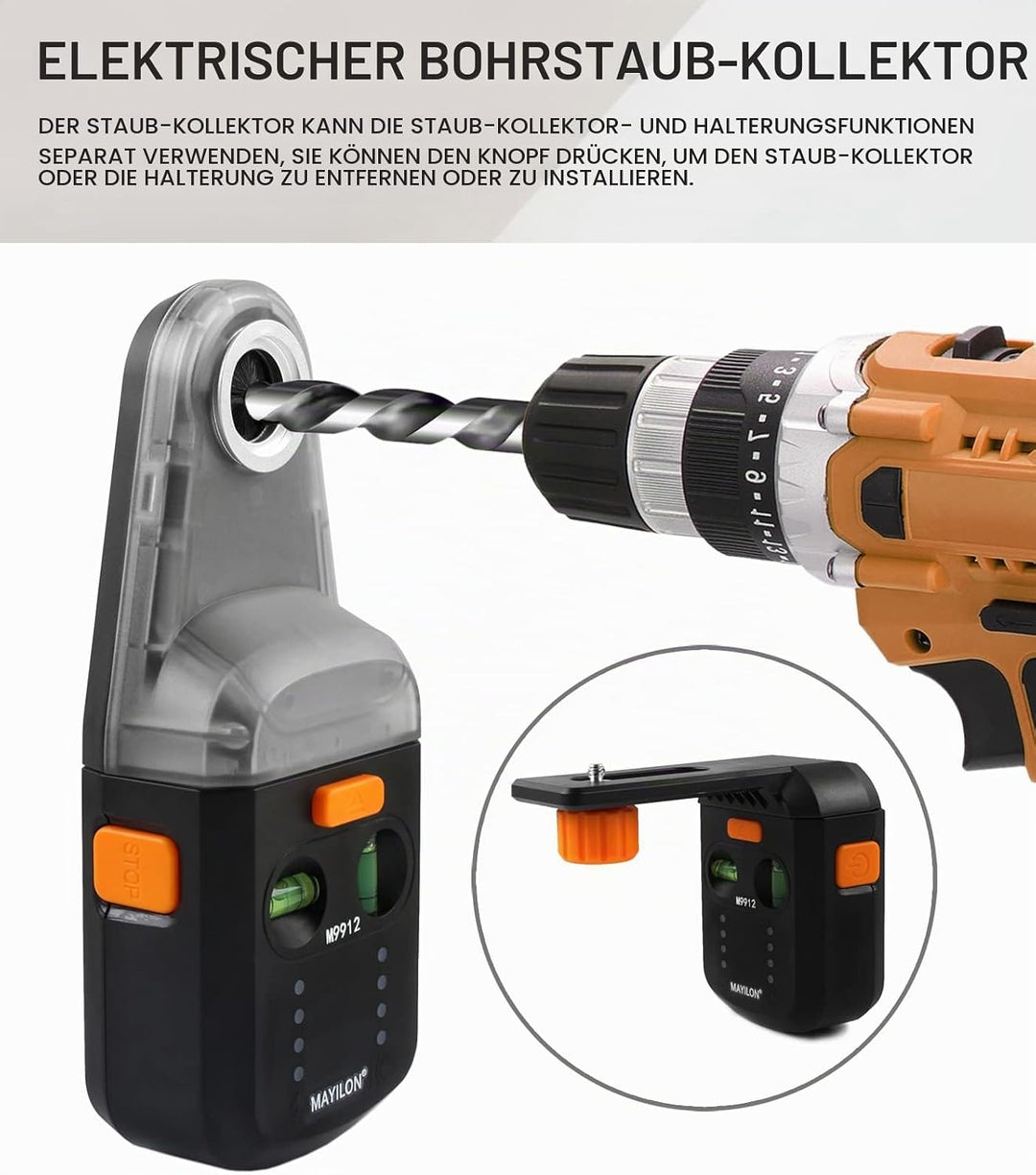 M9912 Staubabsaugung Absaughaube für Schlagbohrmaschine mit Laserebene, Elektrischer Bohrstaubsammle