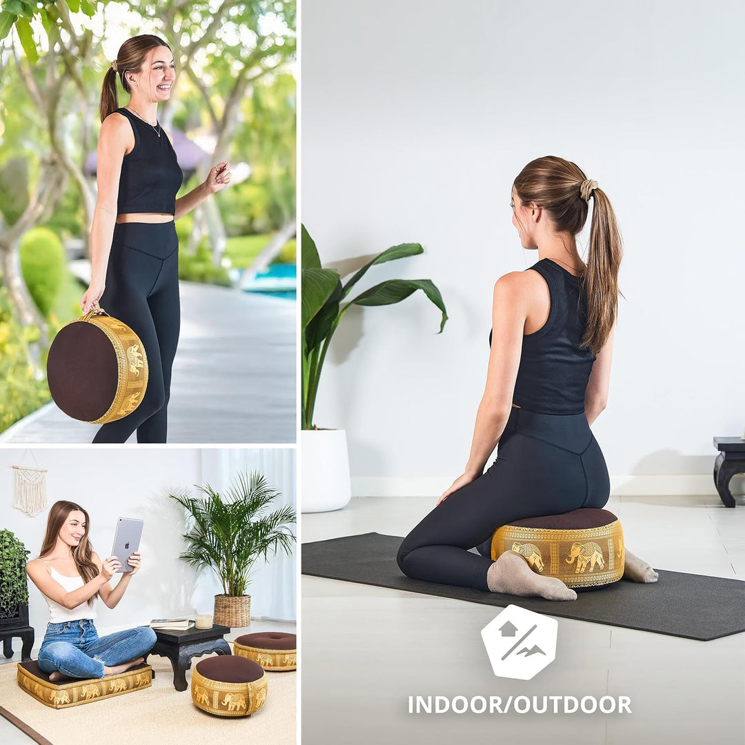 Livasia Meditationskissen Thaiseide, Yogakissen klein mit Kapok, Pouf, Bodenkissen Yoga Zen Meditati