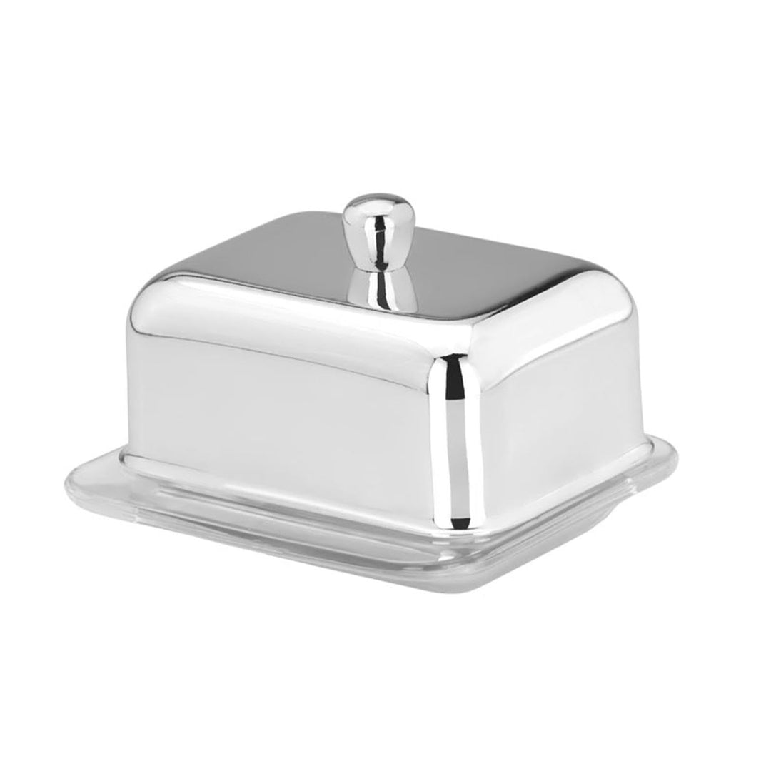 Butterdose klein für 1/4 Pfund Butter (125 g) - eckige Butterglocke 10 × 9 cm mit Edelstahl-Deckel &