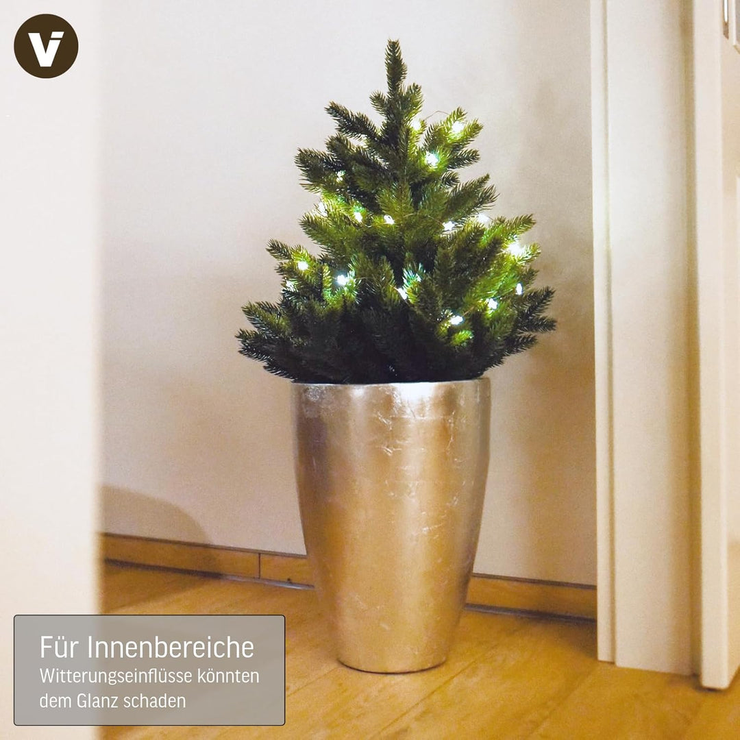VIVANNO Pflanzkübel Pflanzgefäss Blumenkübel exklusiv Fiberglas Silber Opala - 55 x 40 cm Silber Hoc
