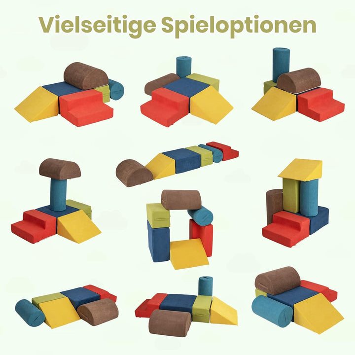 DREAMADE 6 TLG. Softbausteine für Kinder, Kletterblöcke aus Schaumstoff mit waschbarem Bezug, Softba