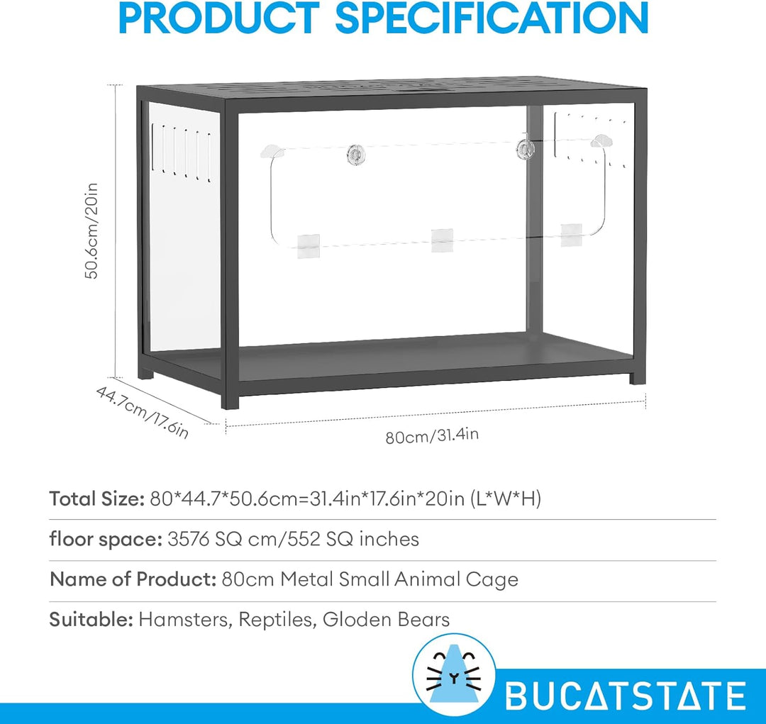 BUCATSTATE Hamsterkäfig Metall 2,0 - Kleintierlebensräume Gross Stapelbar mit Doppeltür 80L x 44,7W