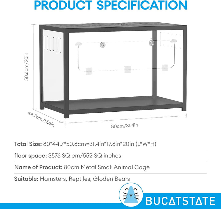 BUCATSTATE Hamsterkäfig Metall 2,0 - Kleintierlebensräume Gross Stapelbar mit Doppeltür 80L x 44,7W