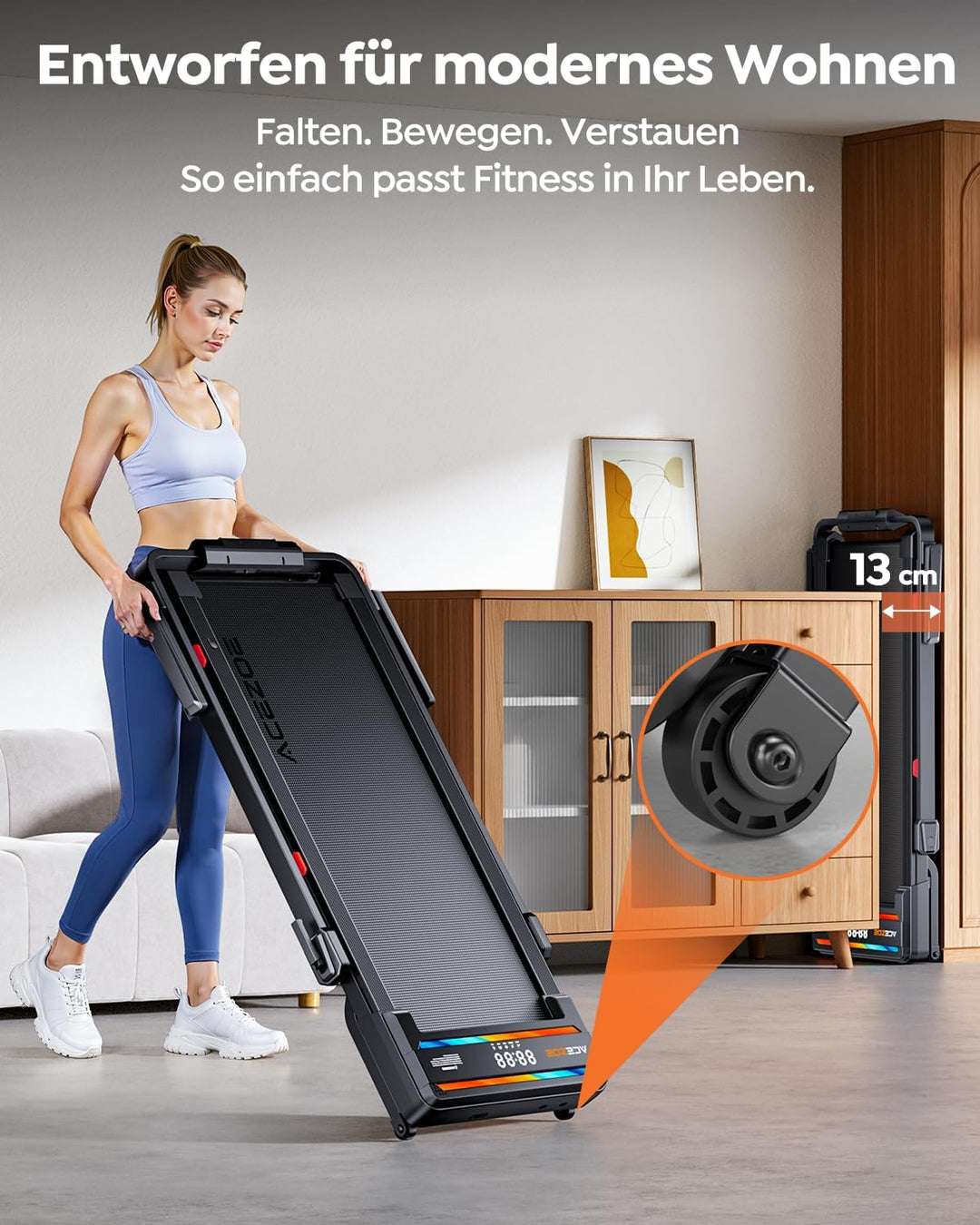 laufband für Zuhause mit Neigung, 6 IN 1 Walking Pad mit 0~15% Automatischer Steigung, 3.0HP Klappba