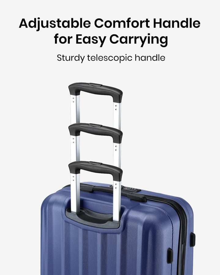 KONO Zwillingsrollen Hartschale ABS Koffer Trolley Reisekoffer Rollkoffer Handgepäck (Dunkelblau, M)