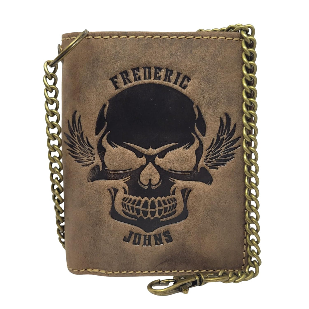 Frédéric Johns Toten Kopf Geldbörse aus echtem Rindsleder - Toten Kopf - Skull - Toten Kopf borse -