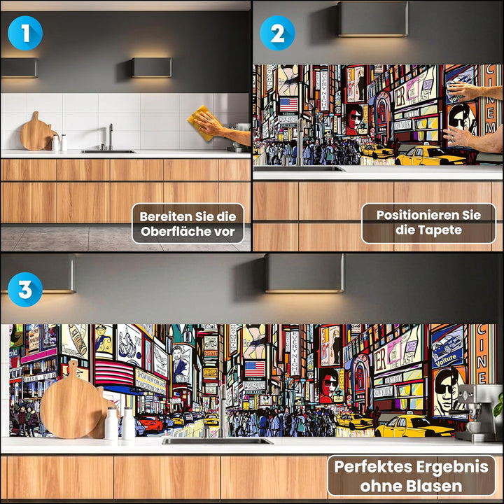 Küchenrückwand Folie selbstklebend Times Square | Klebefolie - Dekofolie - Spritzschutz für Küche |