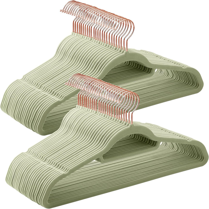 SONGMICS Kleiderbügel Samt, 50er Set, Bügel, rutschfest, kleine Stange für Krawatten, 360° drehbarer