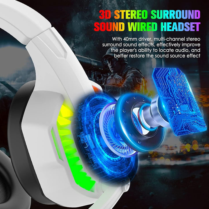 Gaming-Tastatur mit Kabel, 104 Tasten, 3D-Stereo-Gaming-Headset, Combo mit Multi-RGB-Hintergrundbele