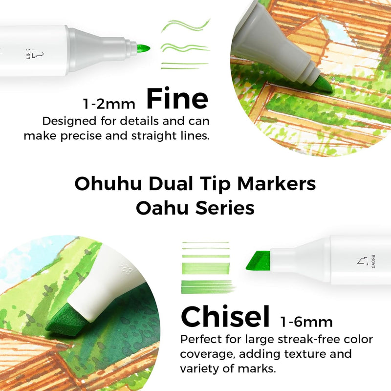 Permanent Marker Stifte, Ohuhu 60 Farben Doppel Spitzen Marker Pen, Sketch Twin Markierungen Textmar