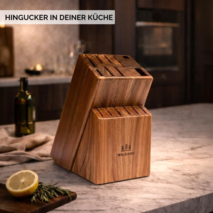 WALDLAND Premium Messerblock ohne Messer – Messerblock Holz aus robustem Akazienholz I Messerhalter