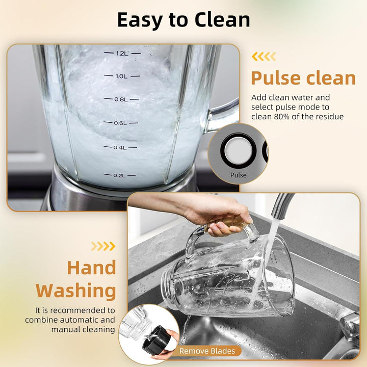 Uten Standmixer 2L, 1800 W Mixer Hochleistungsmixer, 3 Voreingestellte Programme Eiszerkleinerung, S