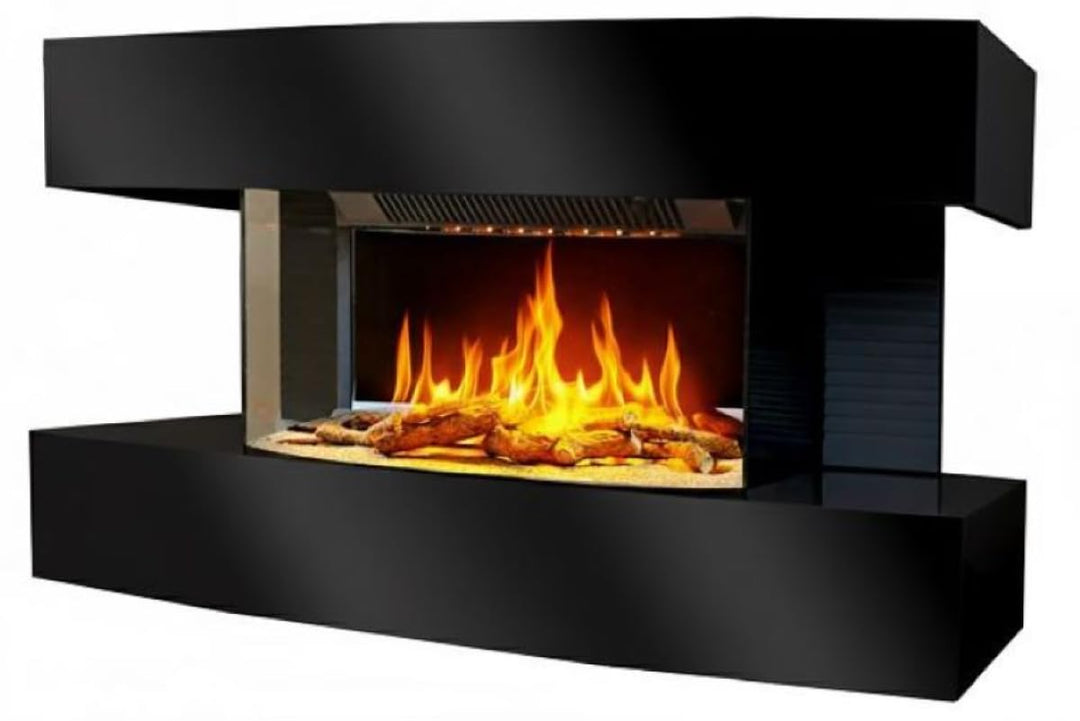 Chemin'Arte - Elektrischer Kamin zur Wandmontage, Design Lounge, mittelgross, Schwarz
