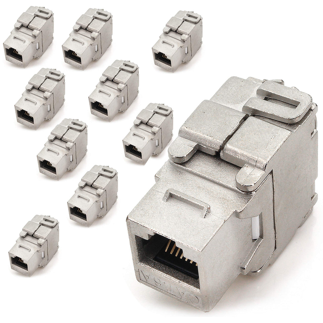 1aTTack.de Keystone Modul RJ45 Cat 6a Jack Zertifiziert vollgeschirmt STP werkzeugfrei Snap in Monta