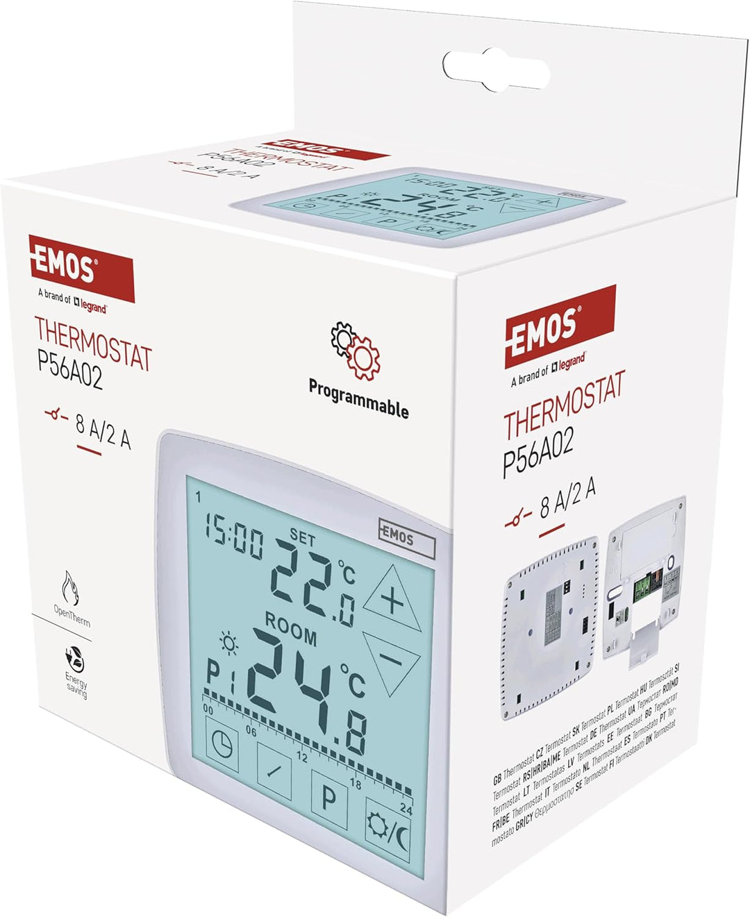 EMOS - digitaler Raumthermostat mit OpenTherm - programmierbar, drahtgebunden, 2X 1,5 V Batterie - H