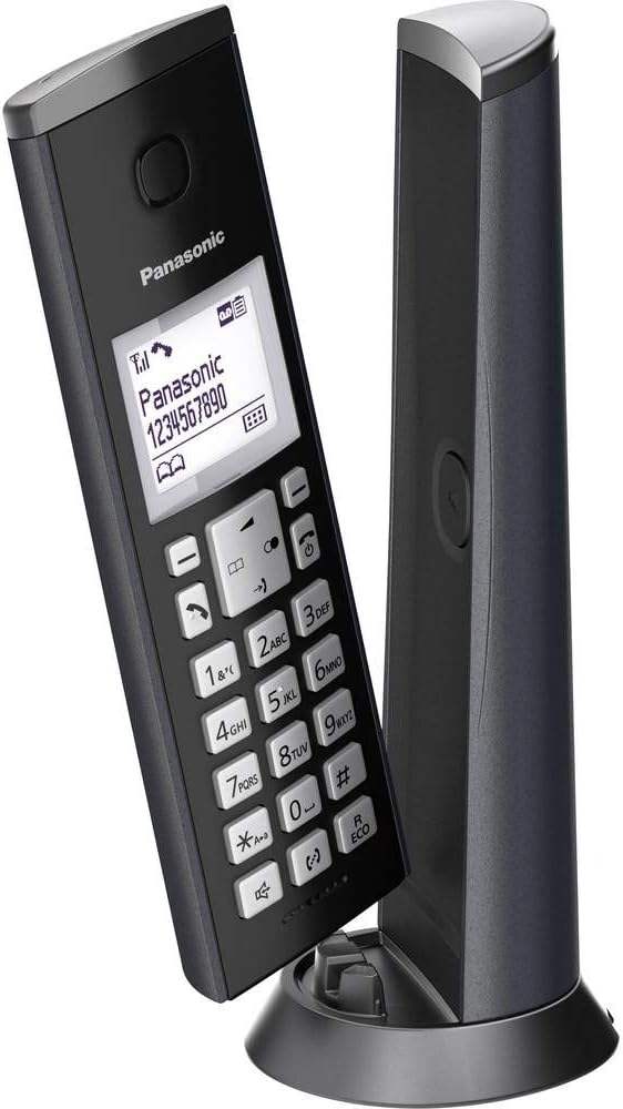 Panasonic KX-TGK220GM Design-Telefon mit Anrufbeantworter (Wecker, Haustelefon (schnurlos), HD-Telef