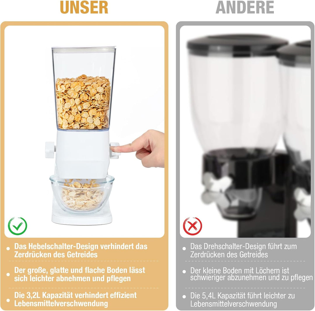 Tokokimo Müslispender, Zerkleinert Keine Cerealien Beim Ausgeben, 3,2L Cereal Dispenser & Cornflakes