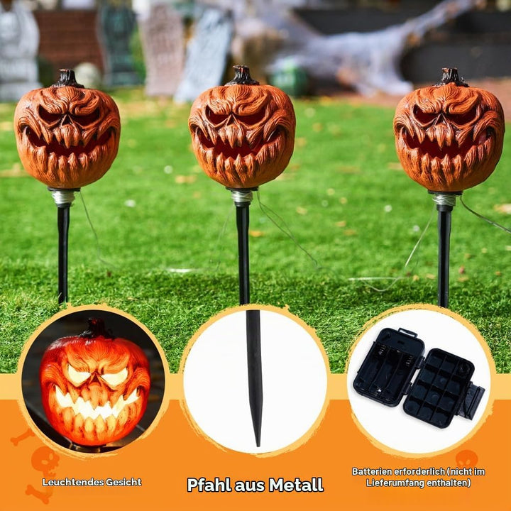JOYIN Halloween-Jack-O-Laterne, Wegemarkierungen, Dekoration, 3 Stück 38,1 cm LED-Kürbislaternenpfäh