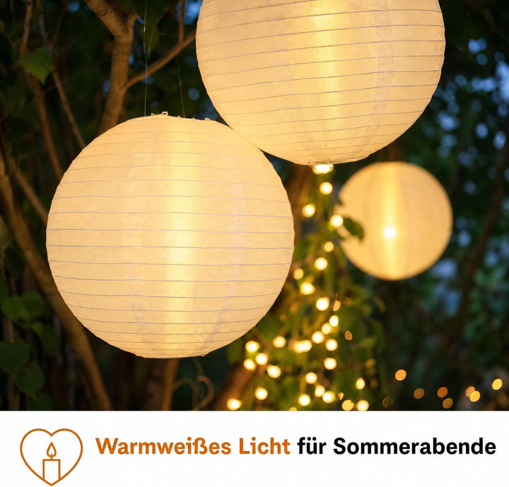 hellum LED Lampions aussen wetterfest, 5x LED für Lampions mit Fernbedienung, 5x 30cm weiss, Batteri