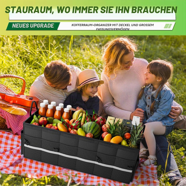 K KNODEL Autostruktur-Organisator mit faltbarem Deckel, Autospeicherbox und tasche, grosser Kofferra