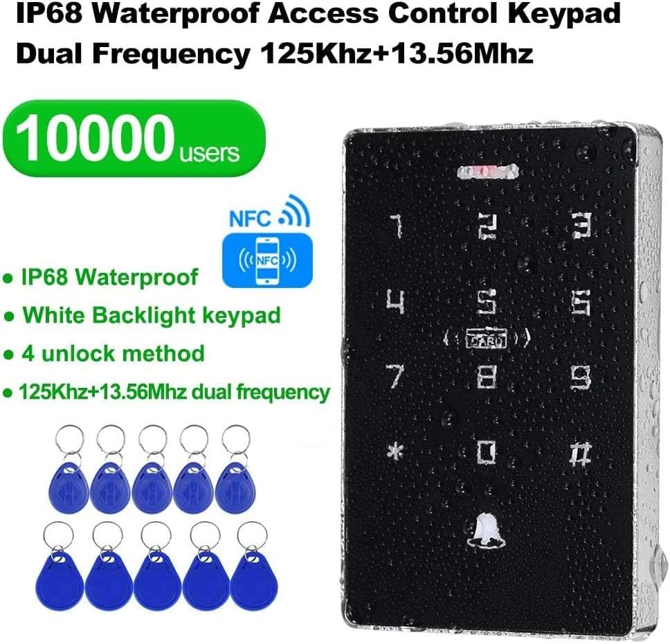 FTes RFKits IP68 wetterfestes NFC Dual-Frequenz-Zugangskontrollsystem mit 5 ID-Schlüsselanhängern, 5
