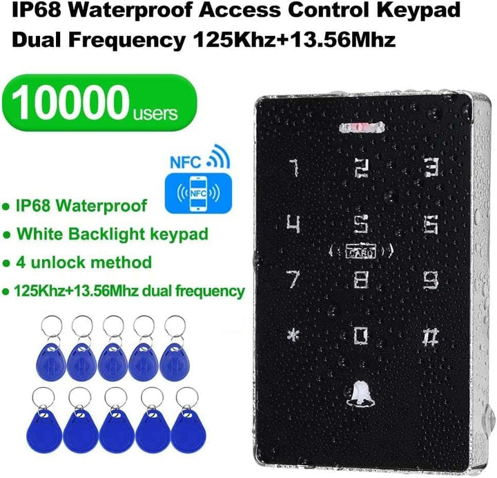 FTes RFKits IP68 wetterfestes NFC Dual-Frequenz-Zugangskontrollsystem mit 5 ID-Schlüsselanhängern, 5