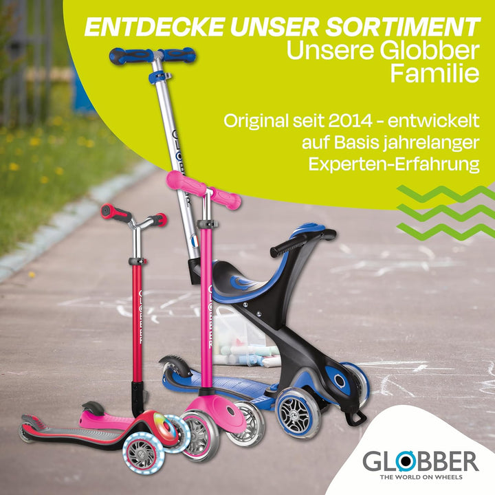 GLOBBER Elite Deluxe Lights – Tretroller Kinder, 120/80 mm, ABEC 5, 3-rädrig, höhenverstellbar, LED-