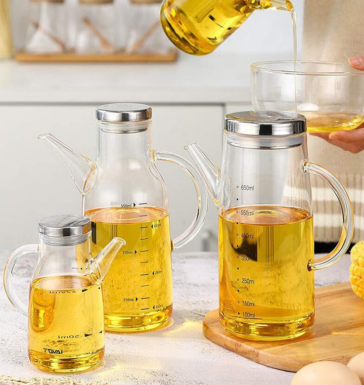 XiaoShenLu Essig und Ölflasche, Ölspender und Hohes Borosilikatglas Olivenöl Flasche Behälter für BB