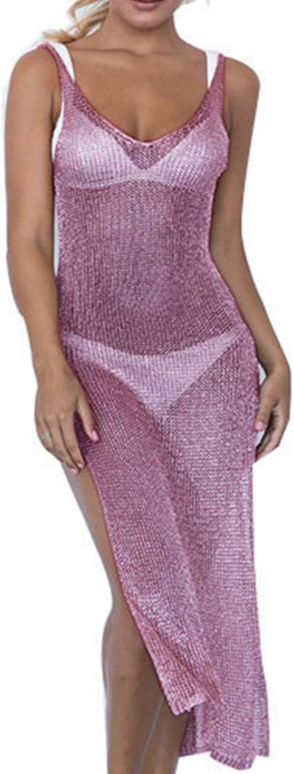 JFAN Damen Strandponcho Strandkleid V-Ausschnitt Sommerstrand Cover Up Kleines Kleid Einheitsgrösse