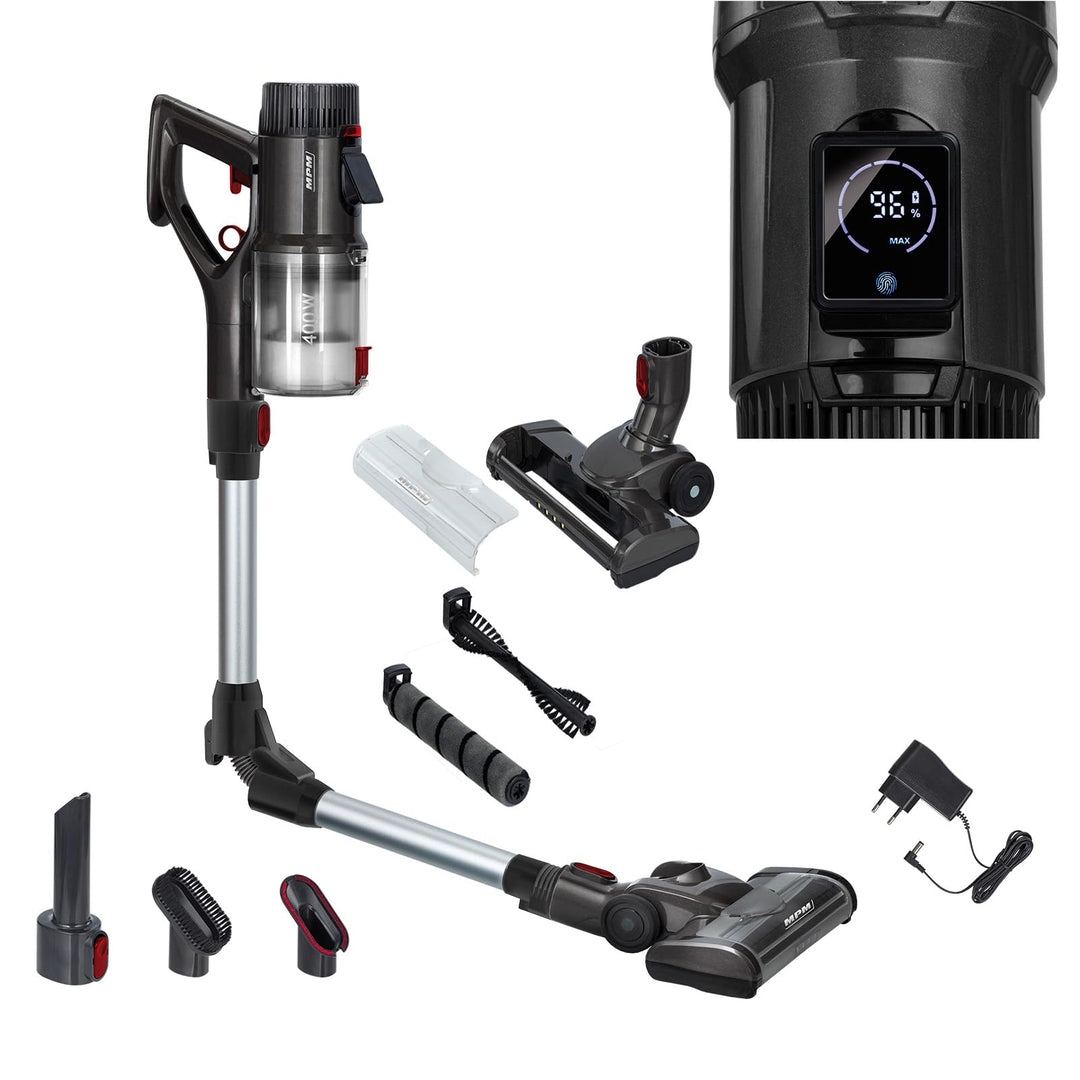MPM MOD-71 Akku Staubsauger 2 in 1 mit 400 W, Knickrohr und HEPA-H12-Filter | Staubsauger kabellos,