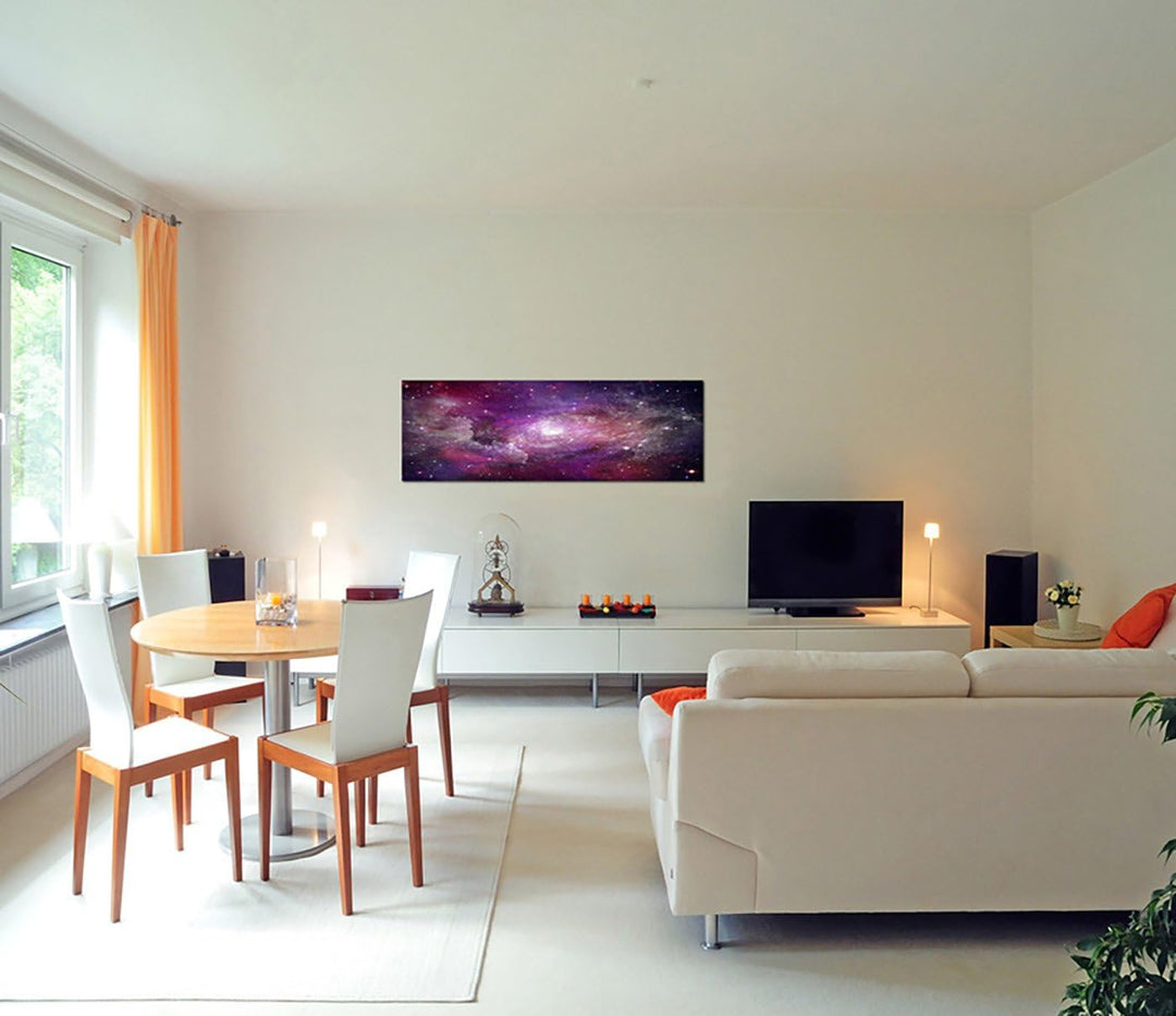 Paul Sinus Art Panoramabild auf Leinwand und Keilrahmen 150x50cm Weltraum Galaxie Sterne Planeten