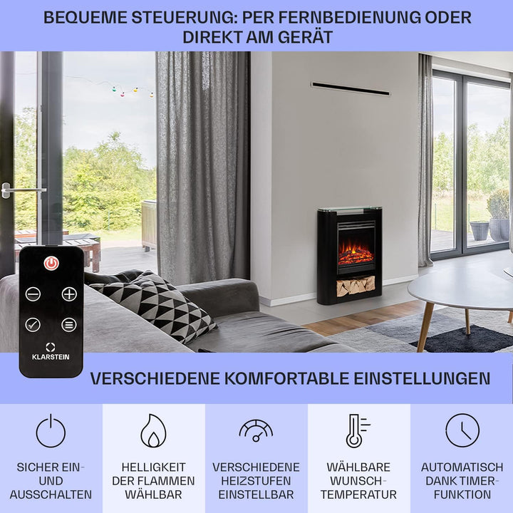 Klarstein Elektrokamin, Elektro Heizungen für Wohnzimmer & Innenräume, Elektrischer Kamin mit LED Fl