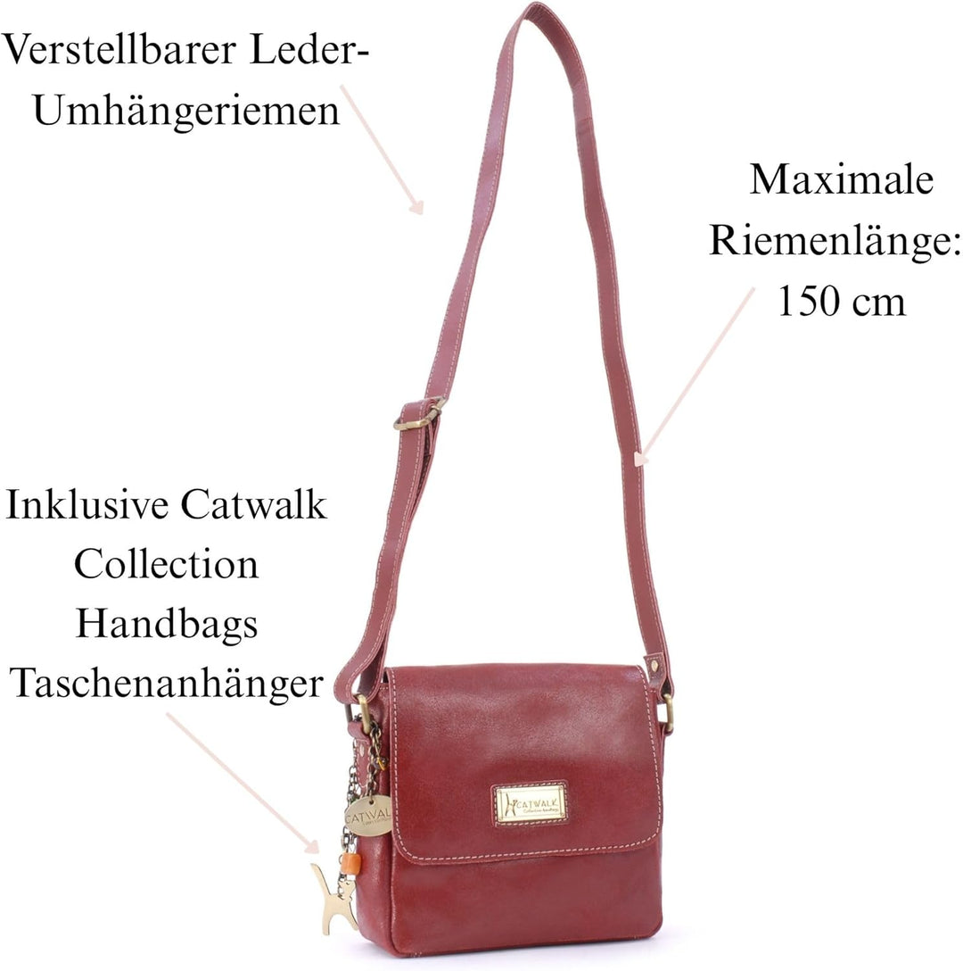 Catwalk Collection Handbags - Vintage Grobem Leder - Klien Umhängetasche Messenger/Schultertasche -