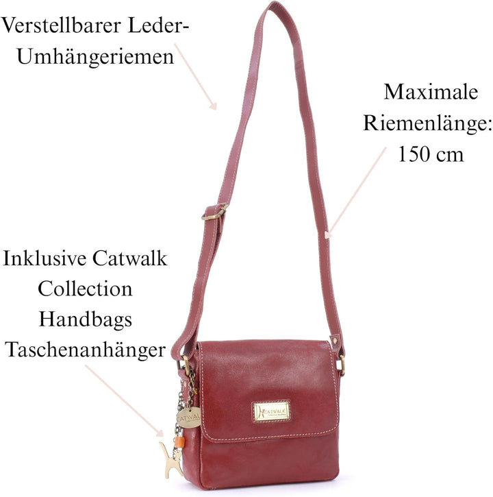 Catwalk Collection Handbags - Vintage Grobem Leder - Klien Umhängetasche Messenger/Schultertasche -