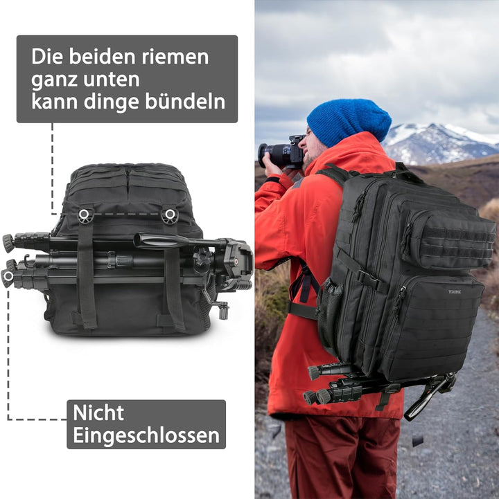 YOREPEK 50L Militär Rucksack Herren, Grosser Taktischer Rucksack Wasserdicht Wanderrucksack Herren O