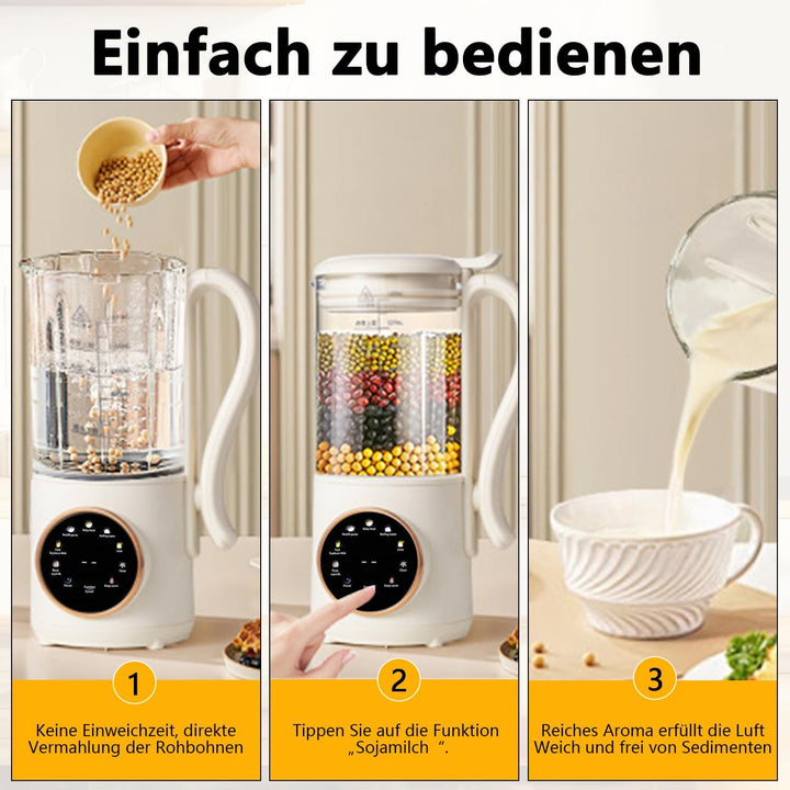 Nussmilchmaschine 1400ml, Automatische Mandelmilchmaschine mit 16 Klingen, Pflanzenmilchbereiter Soj