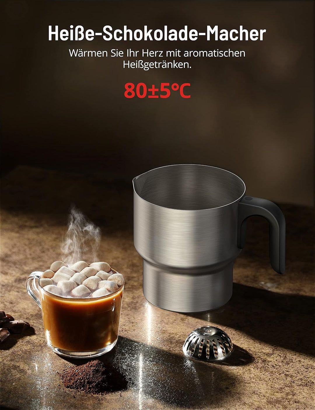 PARIS RHÔNE Milchaufschäumer, 4-in-1 500ML Milchaufschäumer Elektrisch Induktion, Spülmaschinenfest,