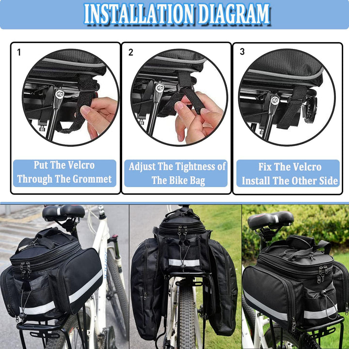 Taeku Gepäckträgertasche, Multifunction Fahrradtasche 27L wasserdichte Fahrrad Seitentasche Gross Sa