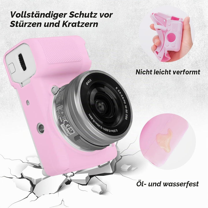 Rieibi ZVE10 Hülle, Weiche Silikon-Schutzhülle für Sony ZV-E10 ZVE10 Kamera rose, rose