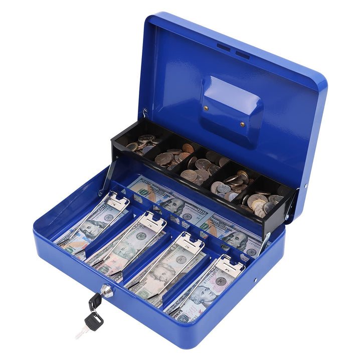 Xydled Geldkassette aus Metall, Geldkassette mit Geldfach und Schlüsselschloss, Aufbewahrungsbox, bl