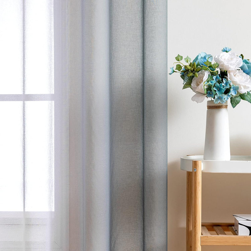MIULEE 2er Set Voile Vorhang Zweifarbiger Vorhang mit Ösen Transparente Gardine Ösenschal Fenstersch