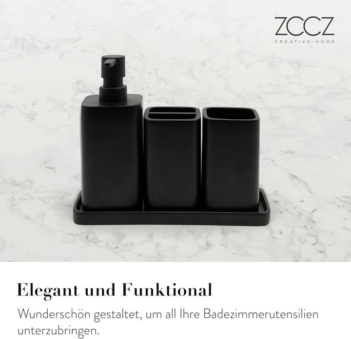 ZCCZ Badezimmer Set 4 Teile – Badezimmer Organizer mit Zahnbürstenhalter, Zahnputzbecher, Seifenspen