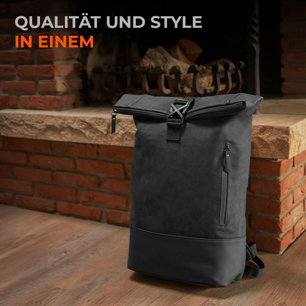 LANGENBERG NAP Rucksack Rolltop | Premium Laptop Rucksack mit cleverer Fächeraufteilung inkl. atmung