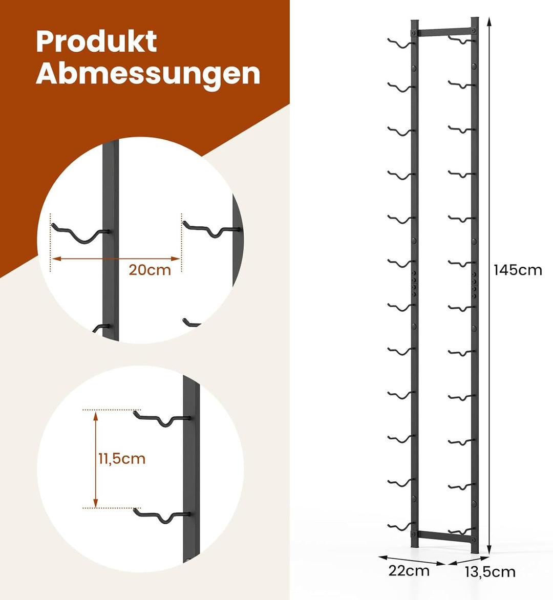 COSTWAY Weinregal Wand für 12 Weinflaschen, Flaschenhalter Metall, Flaschenregal Industrial, Aufbewa